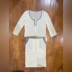 Miu Miu white and gingham skirt and top set